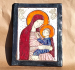Ikona ceramiczna Matki Boskiej z Dzieciątkiem, nr: p36