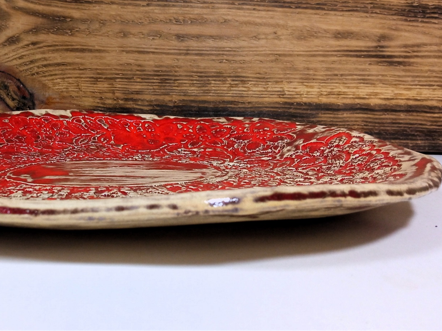 Patera ceramiczna czerwona